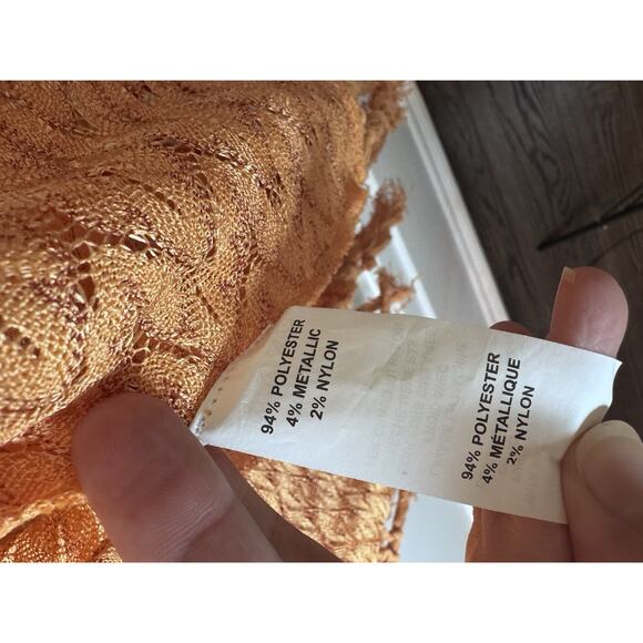 Ramy Brook Gaia Fringe Swim Cover-Up Skirt S Orange/Gold Elastic Waist Pull On - Picture 6 of 16